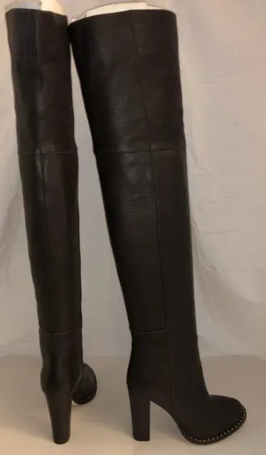 38/8❤️MELLON Brown Real Leather Over-The-Knee Thigh High Heel Boots ITALY OTK