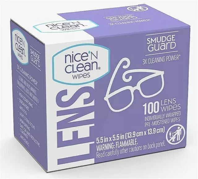 Nice 'N Clean Lens Wipes Pre-Moistened Non-Scratching 100-CT SAME-DAY SHIP