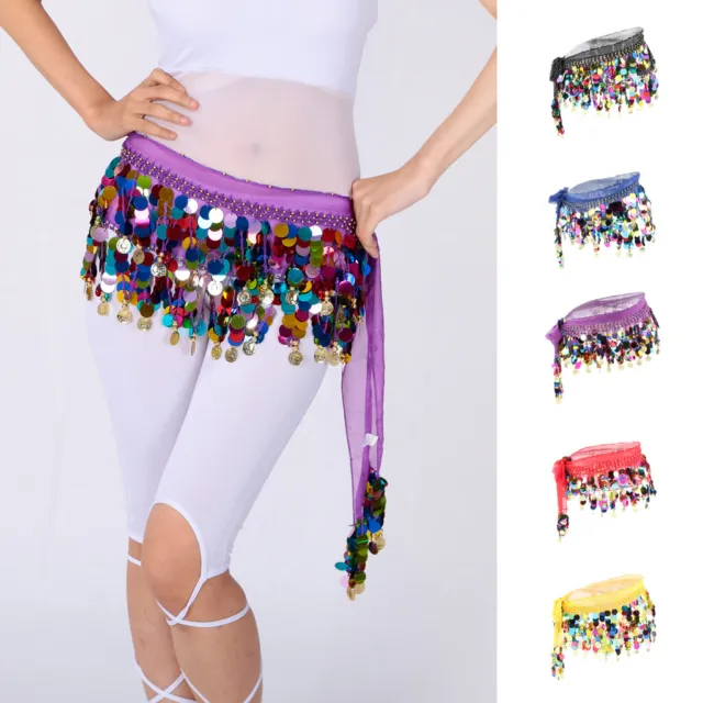 Belly Dance Costume Hip Scarf Bead Tassel Hip Wrap Scarf Coin Sequin Belt Skirt