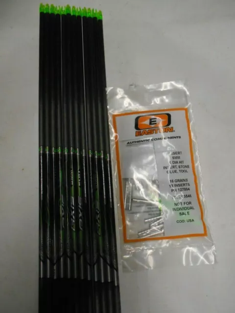 12-Easton Axis 400 5mm Carbon Arrow Shafts & HIT Inserts! CUT TO LENGTH!