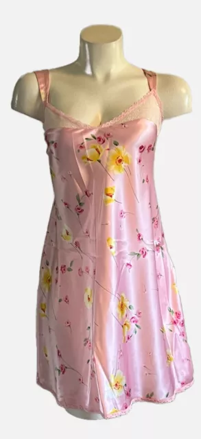 Inner Most Satin Nightgown Large Glossy Pink Floral  Floral