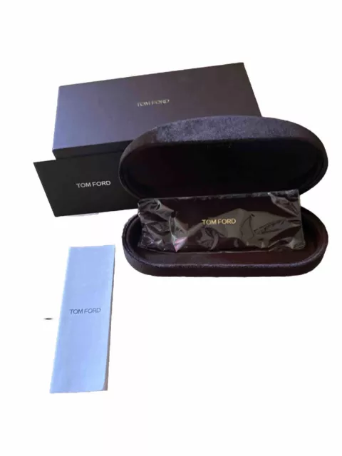 Tom Ford Sunglass Eyeglass Clam Shell Hard Case Black Felt Brown Felt Interior