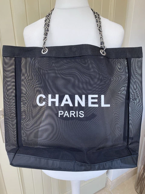 Mesh Borsa Da Spiaggia Pieghevole In Nylon - Grande Capacità 33L - 8 Tasche Esterne - Leggera Per Viaggi, Spesa, Picnic - 43x39x20 Cm
