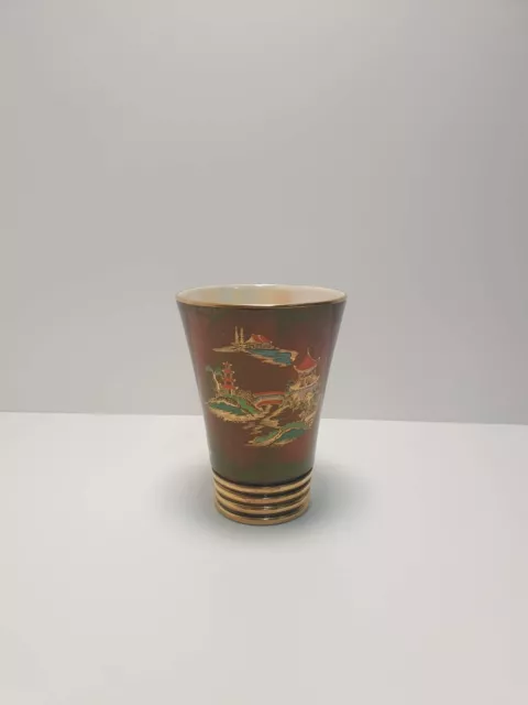 Carlton Ware Art Deco Rouge Royal Lustre Mikado Pattern Pottery Vase