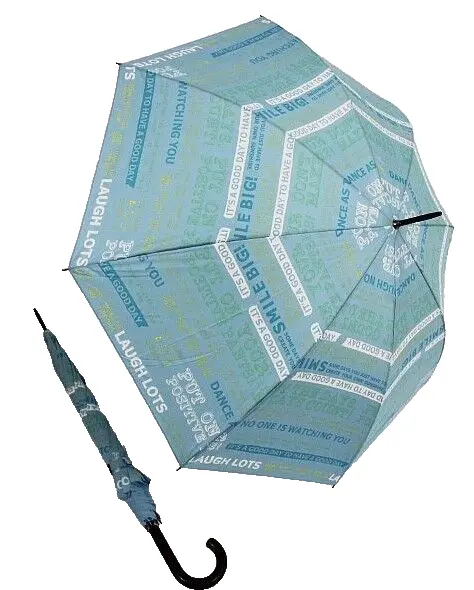 HAPPY RAIN Stockschirm Regenschirm für Damen und Herren Script hellblau