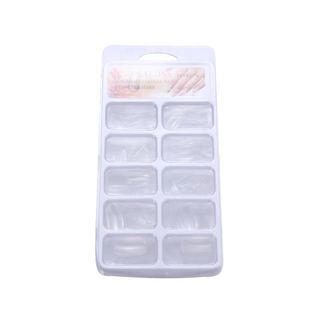 100 pz Stiletto Gel Falso Bianco_Rosa_Pasta Intera Trasparente