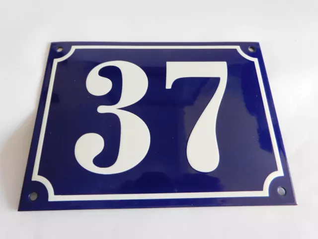 Large Vintage French Handcrafted Enamel Porcelain 8″x 5.75″ House Number Sign 37