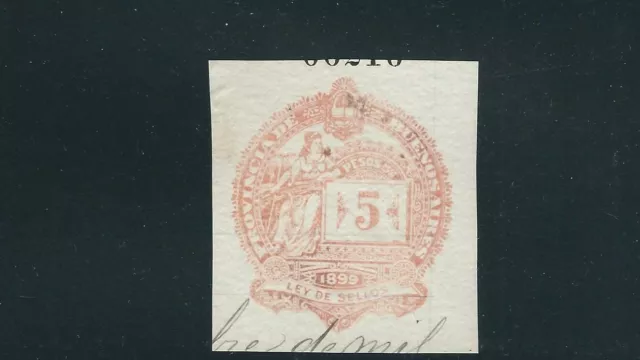 ARGENTINA BUENOS AIRES 1899 REVENUE 'DIRECCION GENERAL de RENTAS' CUT SQUARE