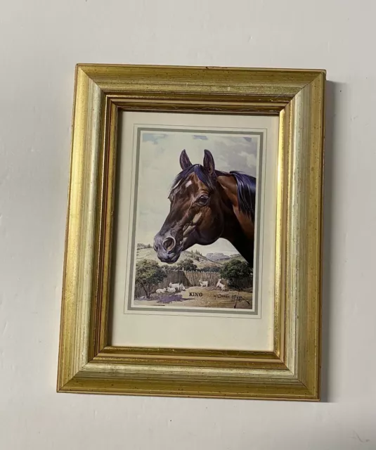 ORREN MIXER Vintage Print Of “King” The Racing Quarter Horse 7 X 9” Frame
