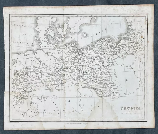 1831 A Fullarton Antique Map of Prussia in Northern Germany & Poland