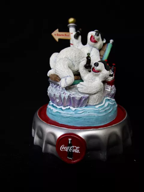 Franklin Mint Coca Cola Polar Bear " Iceberg Break " Domed Figurine In Styrofoam