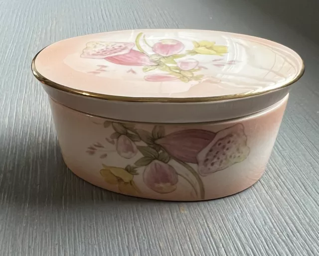 Spode Covered Trinket Royal Worcester England Jewelry Floral Pastel Vintage