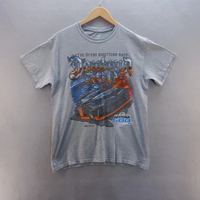 Nascar T Shirt Medium Grey Daytona 500 Race Graphic Print Short Sleeve Mens