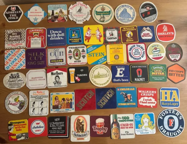 Vintage Beer Mats - Job Lot Of 50 (Ansells The Mild, San Miguel Etc.)