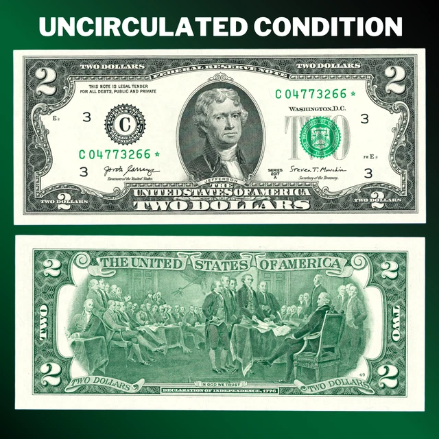 $2 2017A Philadelphia Two Dollar Bill Star Note Uncirculated - One Note⭐