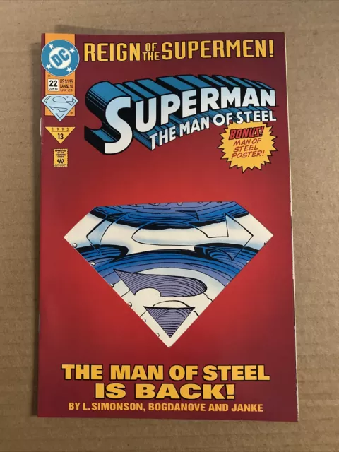 Superman Man Of Steel #22 First Print Dc Comics (1993) Reign Of The Supermen