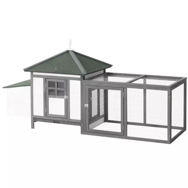 PawHut Chicken Coop Hen Poultry House w/ Nesting Box Outdoor Run Patio Wooden