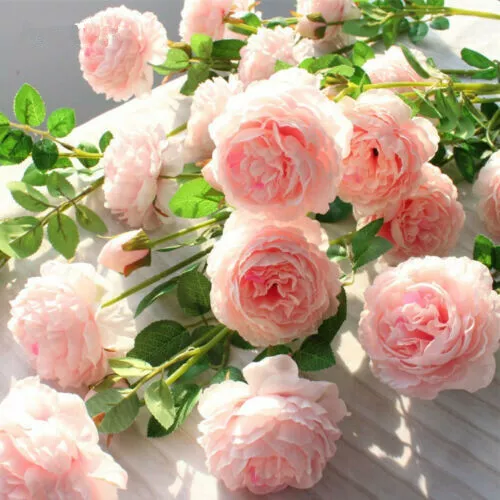 Artificial Roses Peony Fake Silk Flowers Bridal Wedding Bouquet Home Decor