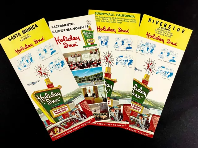 1960s Holiday Inn CA Sunnyvale Santa Monica VTG Travel Flyer Ad Card Lot of 4