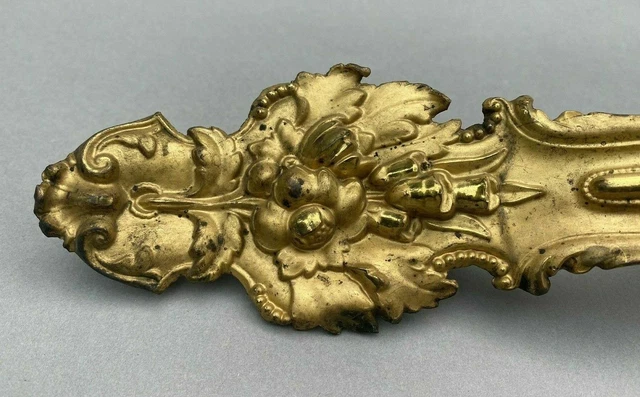 Antique Victorian Ornate Pressed Brassfloral Gilt Metal Curtain Tieback 2