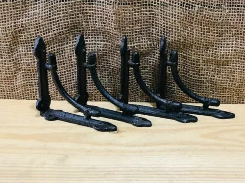 4 Shelf Brackets Corbels Wall Cast Iron SMALL Rustic Farmhouse 4 3/8" X 4 3/8"