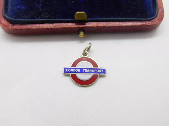 Ciondolo Ciondolo Argento Sterling Smalto London Transport Vintage 1962 Londra