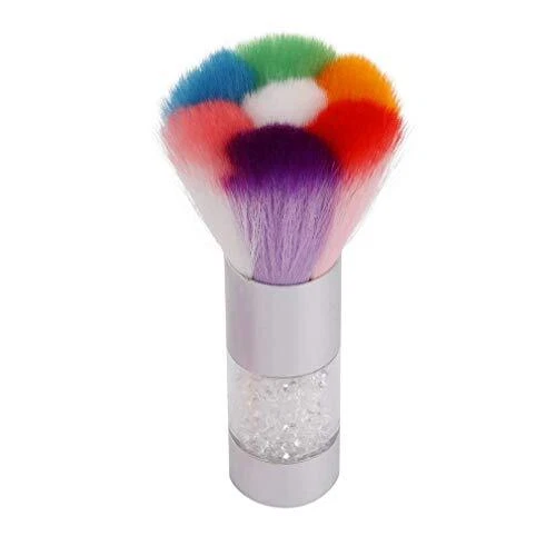 Colorful Nail Art Dust Remover Brush with Shiny Rhinestone Handle, Nail Brush