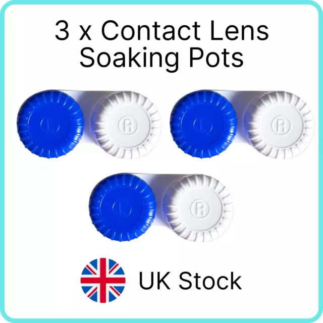 3 x Contact Lens Storage Soaking Cases - L+R Marked - High Quality - Brand New