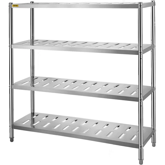 VEVOR Garage Shelf Heavy Duty Shelving 4-Tier 59.1x17.7x61in Stainless Steel