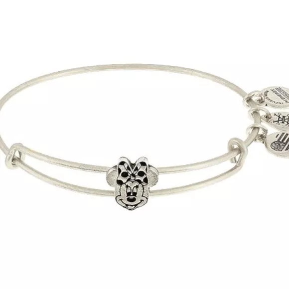 NEW Disney Parks ALEX AND ANI Minnie Mouse Icon Slider Silver Bangle Bracelet