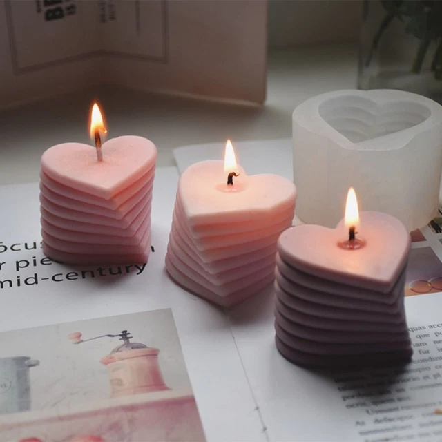 Suministros 3D Arte Cera Molde Giratorio Velas Amor Moldes Silicona Fabricación de Jabón