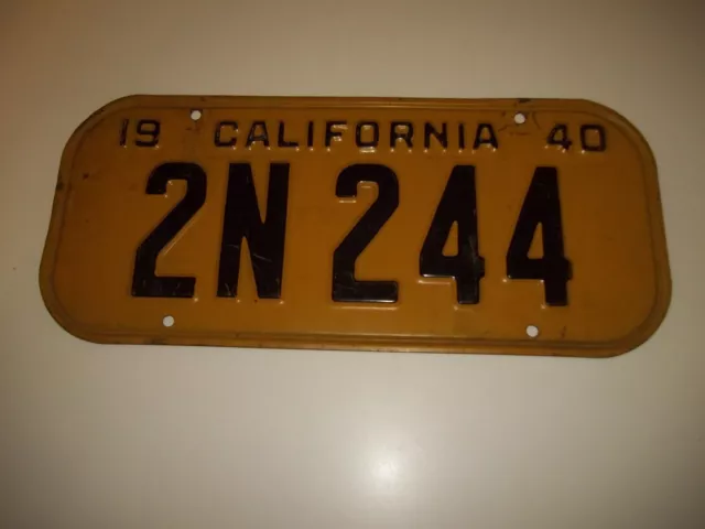 1940 40 California License Plate Plates 2N244 PAIR 2 USED 2