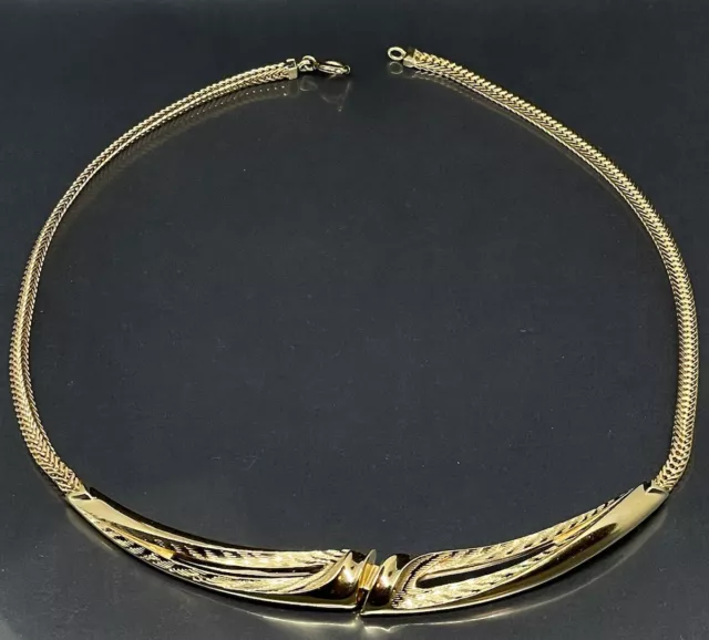 Vtg Grosse Germany 1965 Brushed Shiny Yellow Gold Plated Pendant Necklace 15.25”