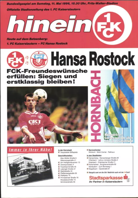 Bl 95/96 1. FC Kaiserslautern - FC Hansa Rostock, 11.05.1996 Inclus La Vague