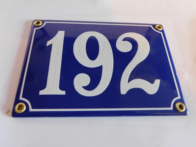Antique French Blue  Genuine Enamel Porcelain House Door Number Sign / Plate 192
