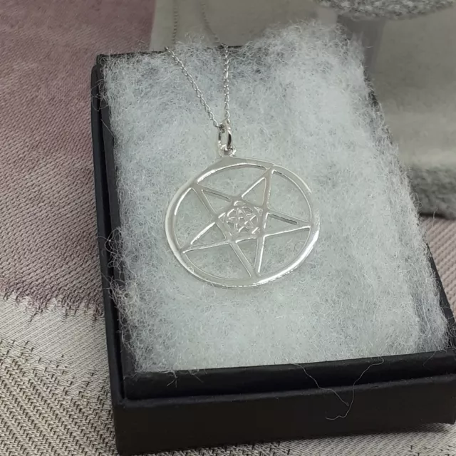 Double Pentagram- Sterling Silver 925 Pendant - 26 mm