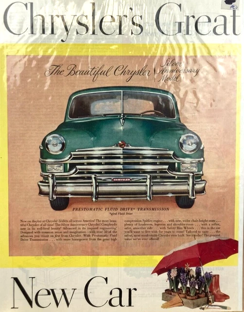 Vintage 1949 Chrysler Prestomatic Fluid Drive Transmission Magazine Ad I118