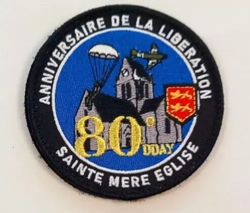 Ancien écusson brodé gendarmerie 80 D-DAY Sainte mère Eglise collection obsolete