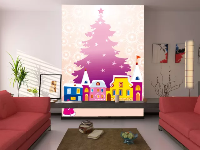 3D Xmas Tree House O194 Christmas Wallpaper Wall Mural Removable Self-adhesive A