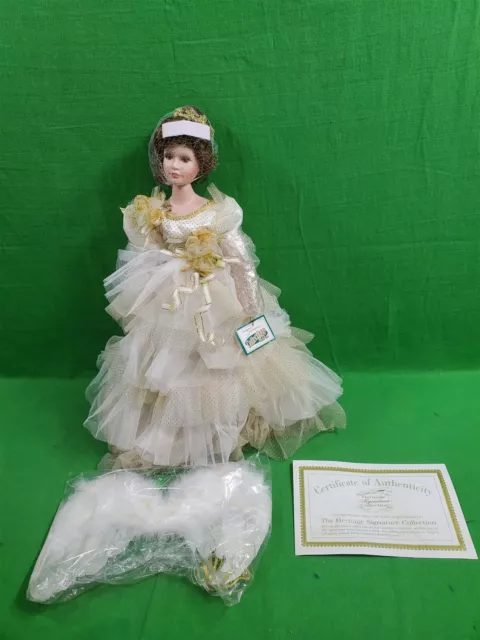 The Heritage Signature Collection Porcelain Angel Doll ~ COA ~ New ~ Stand 2