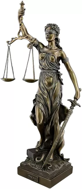 Goddess of Justice Themis Lady Justica Statue Sculpture Figur Bronze Finish 20cm