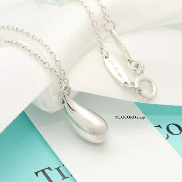 GIFT* Tiffany & Co. Elsa Peretti Teardrop Necklace Pendant 17.6" w/Box & Pouch