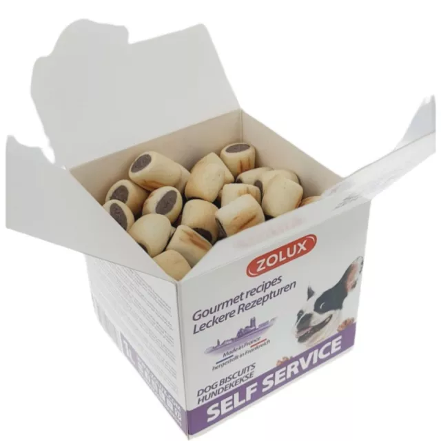 Friandise mini biscuits fourrés au bœuf, boite 400 g pour chien