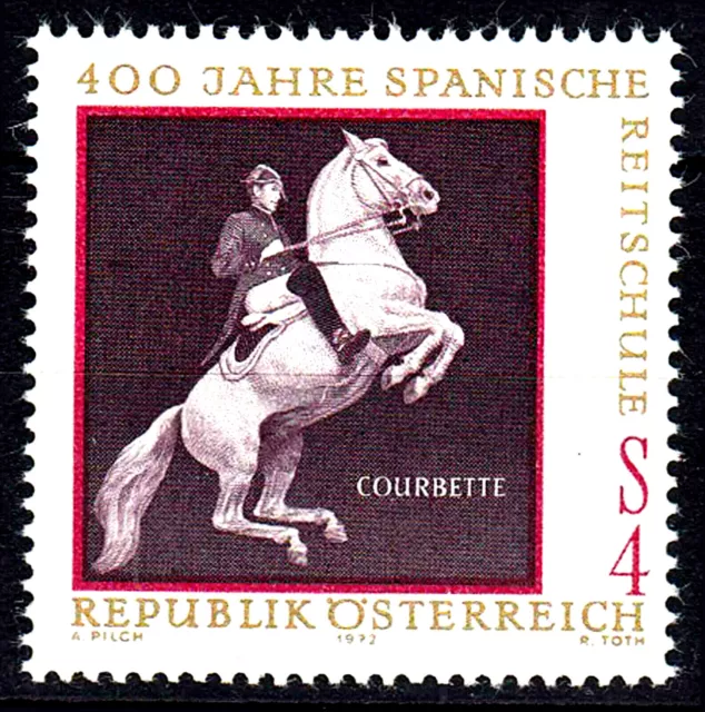 1400 postfrisch Österreich Jahrgang 1972 aus Block 2 Reitschule Spanien Pferd