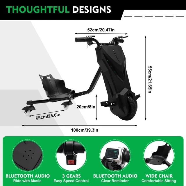 DRIFT TRIKE GO Kart Bike Drifter EScooter 360° Elektro Roller Dreirad