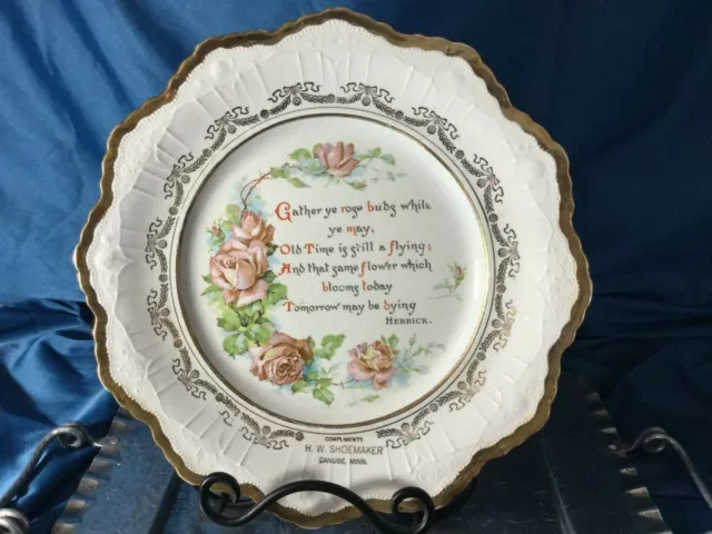 Antique EPPCO - Iris Porcelain Herrick poetry Plate / East Palestine Pottery Co.