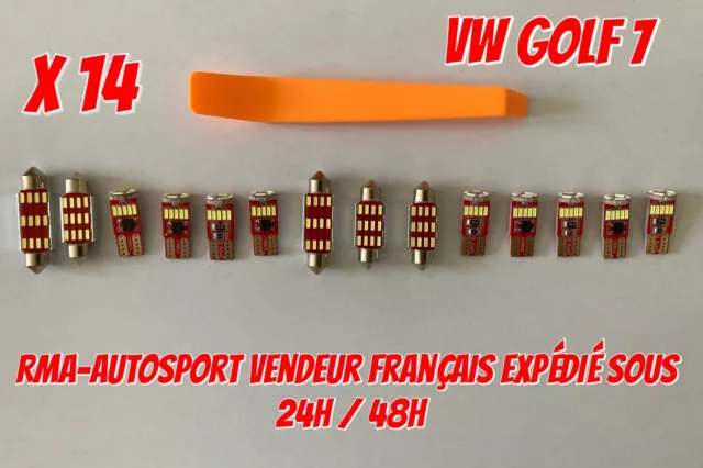 Kit 14 ampoules LED Blanc éclairage intérieur Volkswagen Golf 7 VII