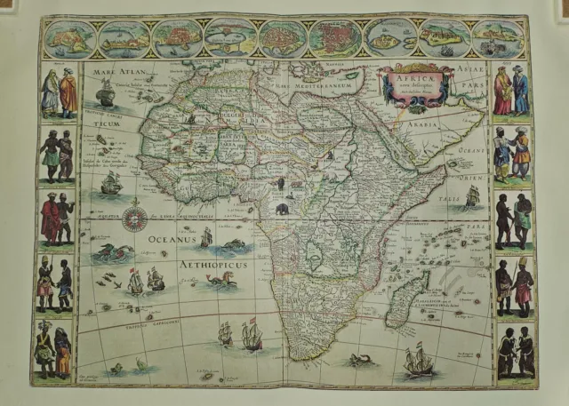set of 4 Original print Hammond maps of Europa, Africa, Americae, 1651 world map 2