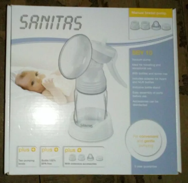 Breast Pump Sanitas SBY10 2 pumping levels and Accessories New Boxed Unused