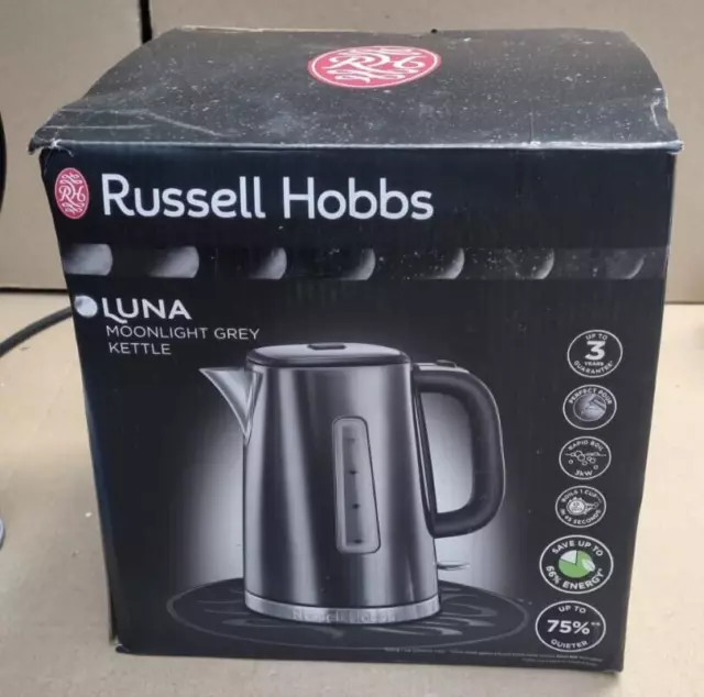 Russell Hobbs Luna Grey Stainless Steel 1.7L Cordless Electric Kettle-box damage